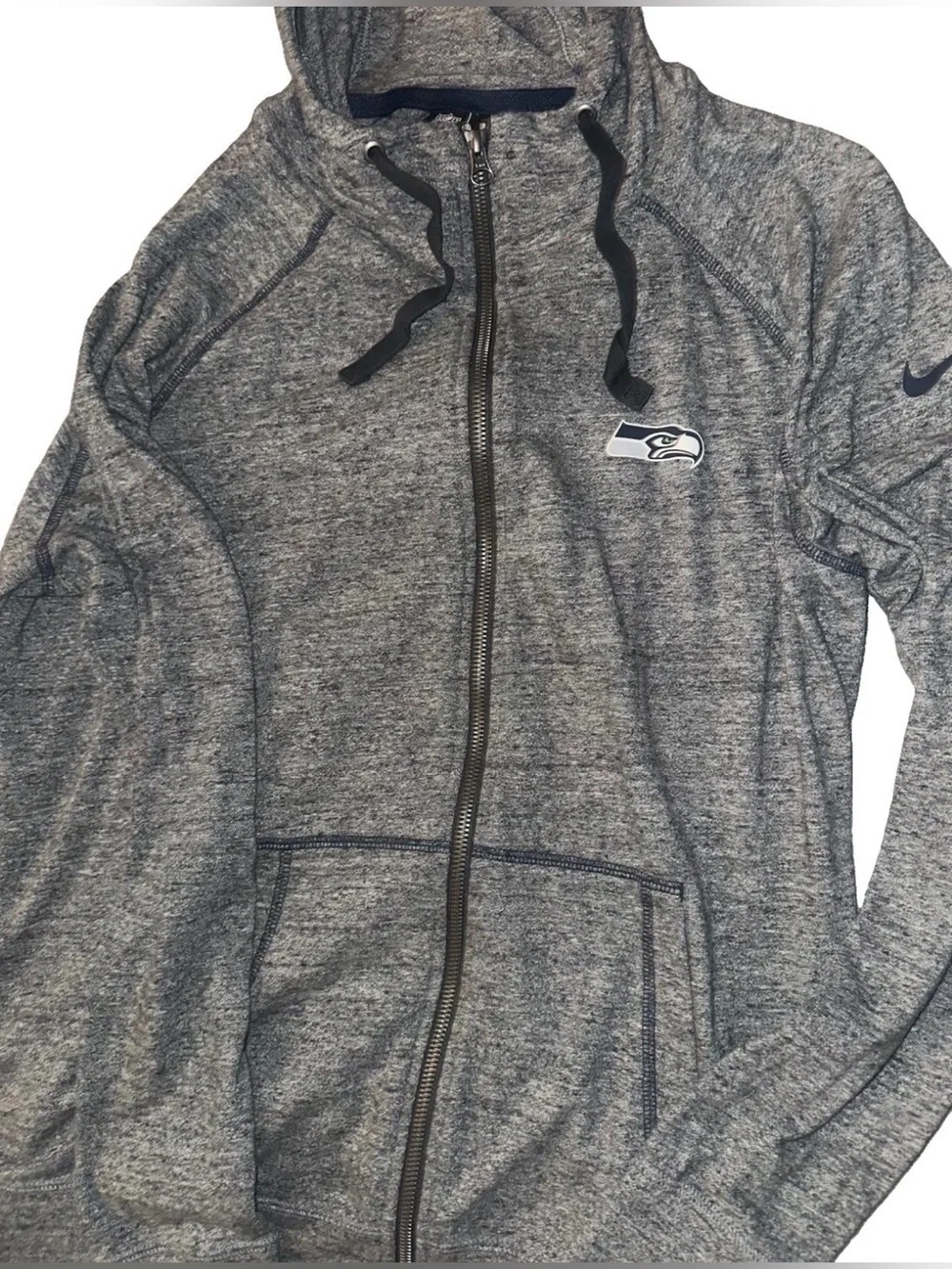 Nike Gray Heather Full-Zip Hoodie with Seahawks Logo